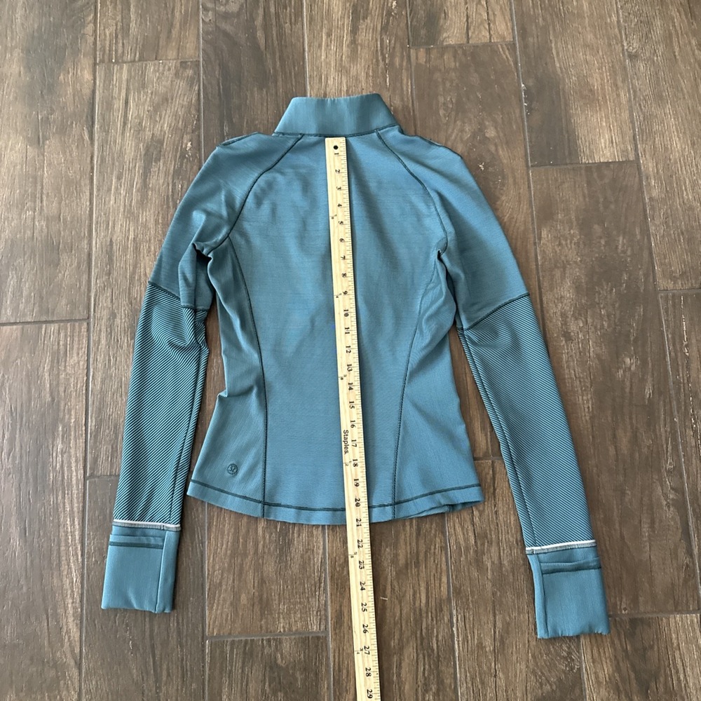 Lululemon Runderful 1/2 Zip Women 4 Teal Rulu Running Pullover Thumbholes - Picture 4 of 8